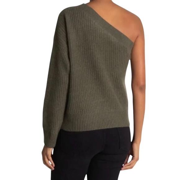 360 Cashmere Lena Sweater One Shoulder Olive Green X Small Medium NWT | MSRP$403 - Picture 4 of 6